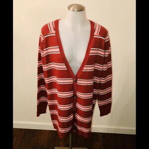 BB Dakota Sweater Rust Color Striped Button Up Cardigan Grandpa Style NWT $110